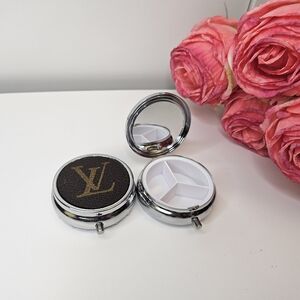 Upcycled Authenticated Louis Vuitton Canvas Pill Case with Mirror